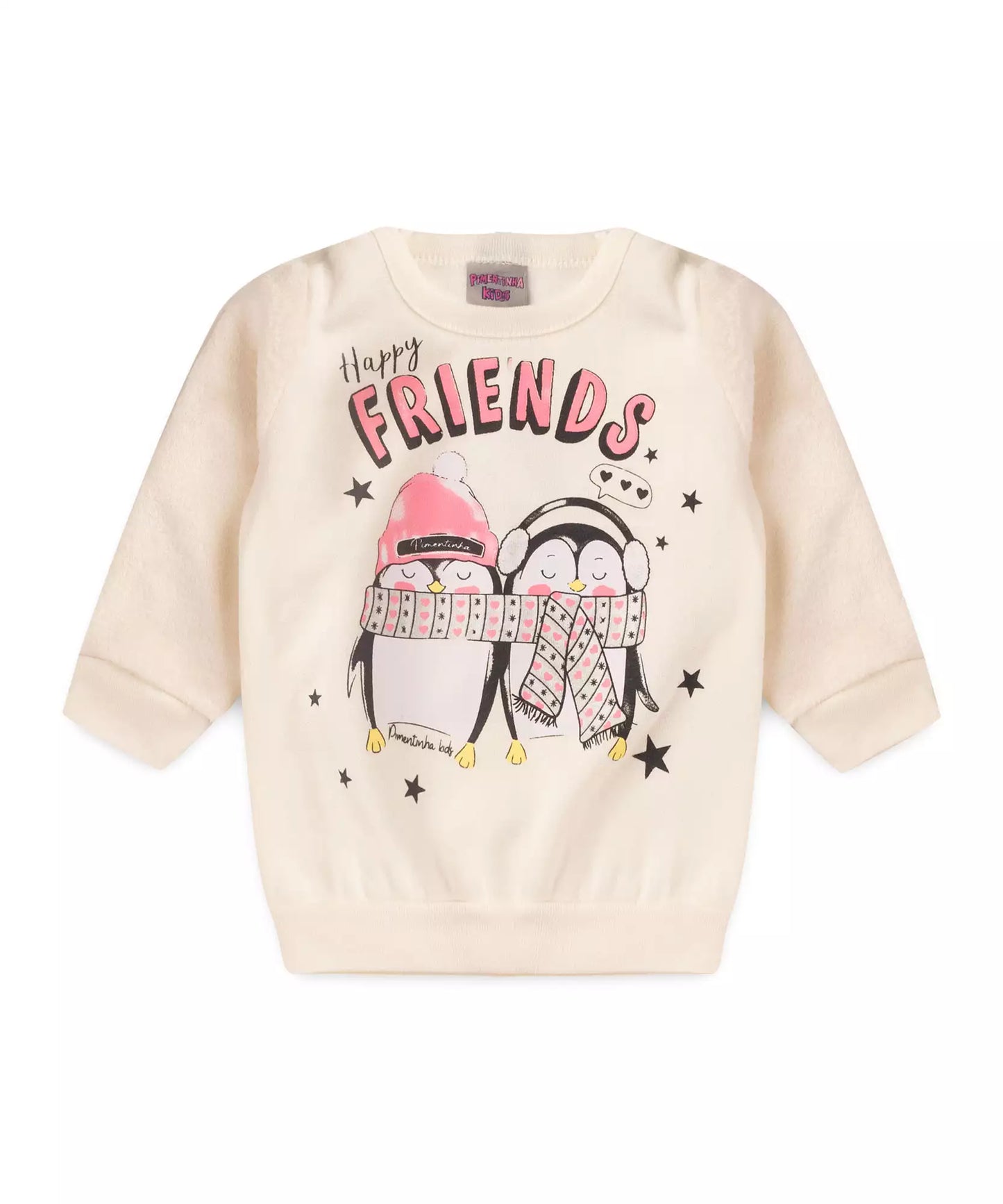 Conjunto de Frio para Bebê Menina Pinguim Marfim