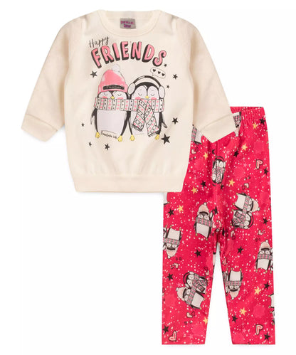 Conjunto de Frio para Bebê Menina Pinguim Marfim