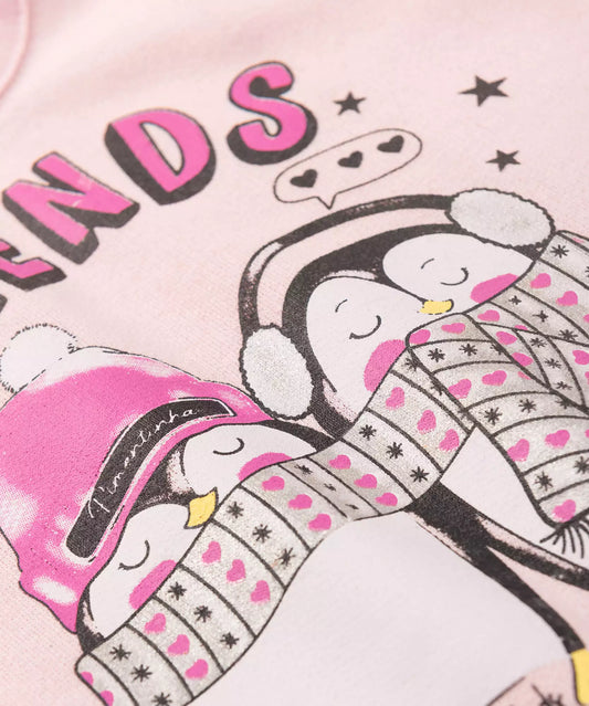 Conjunto de Frio para Bebê Menina Pinguim Rosa