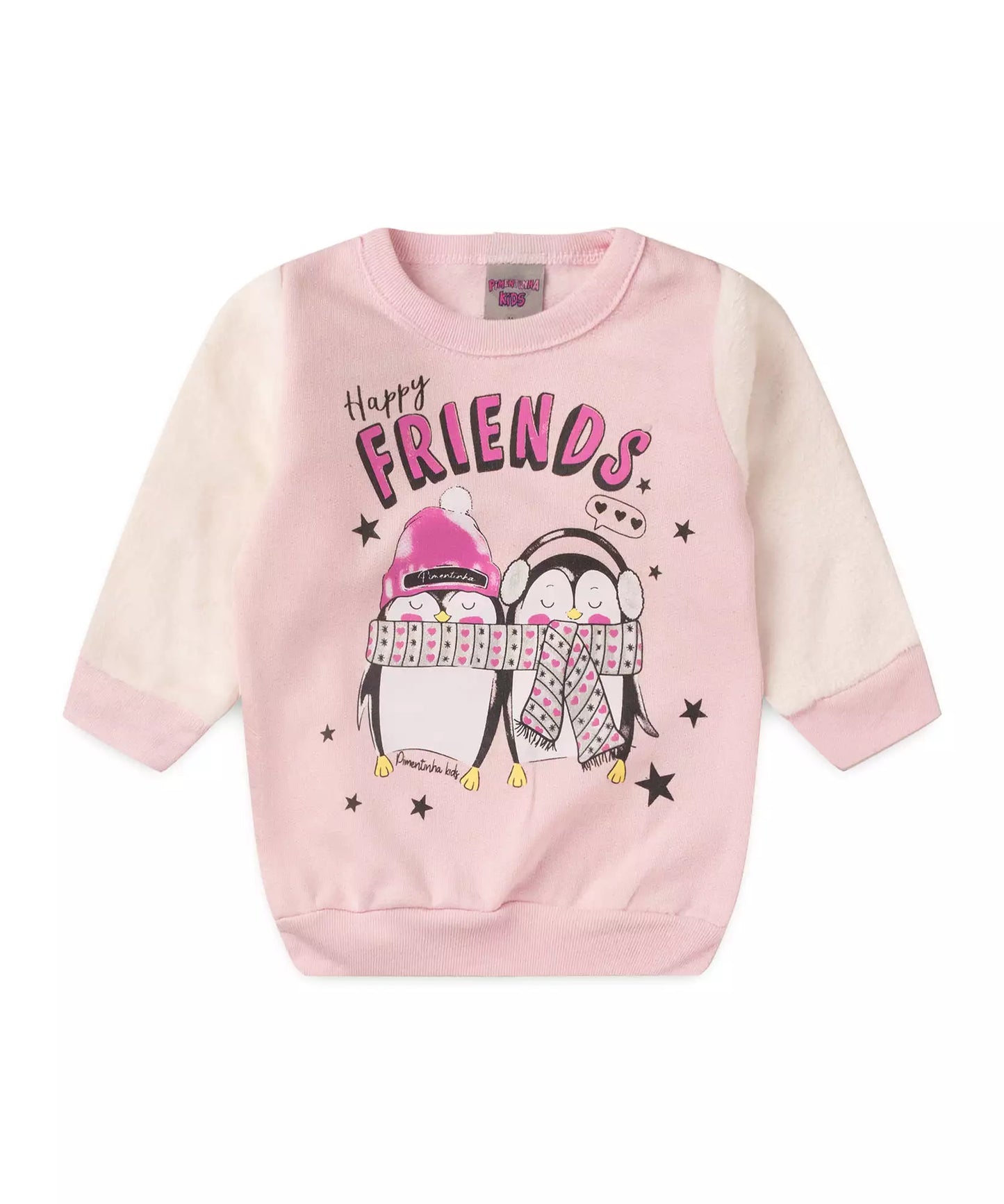 Conjunto de Frio para Bebê Menina Pinguim Rosa