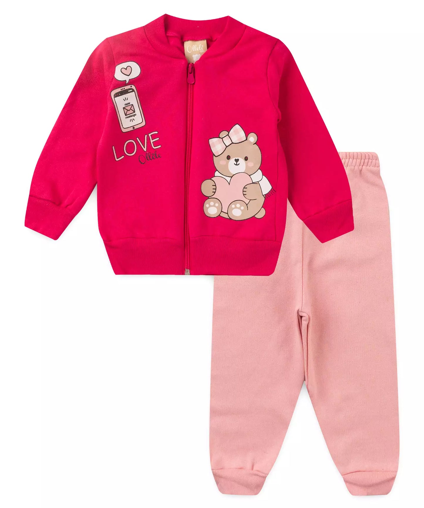 Conjunto de Frio para Bebê Menina Ursinho Pink