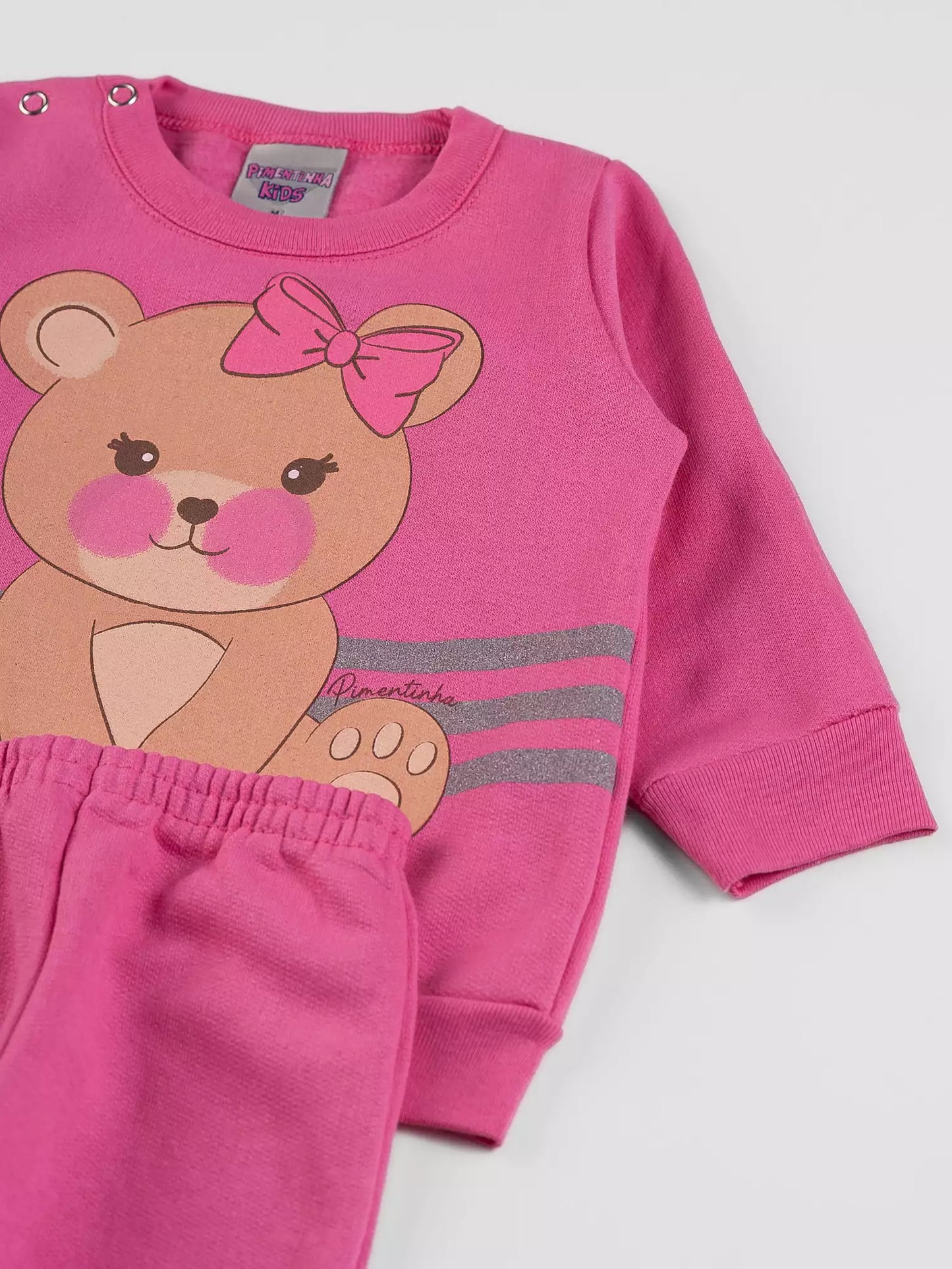 Conjunto de Frio para Bebê Menina Ursinho Rosa
