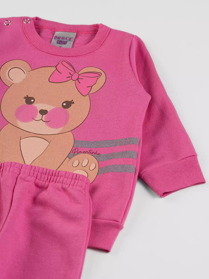 Conjunto de Frio para Bebê Menina Ursinho Rosa