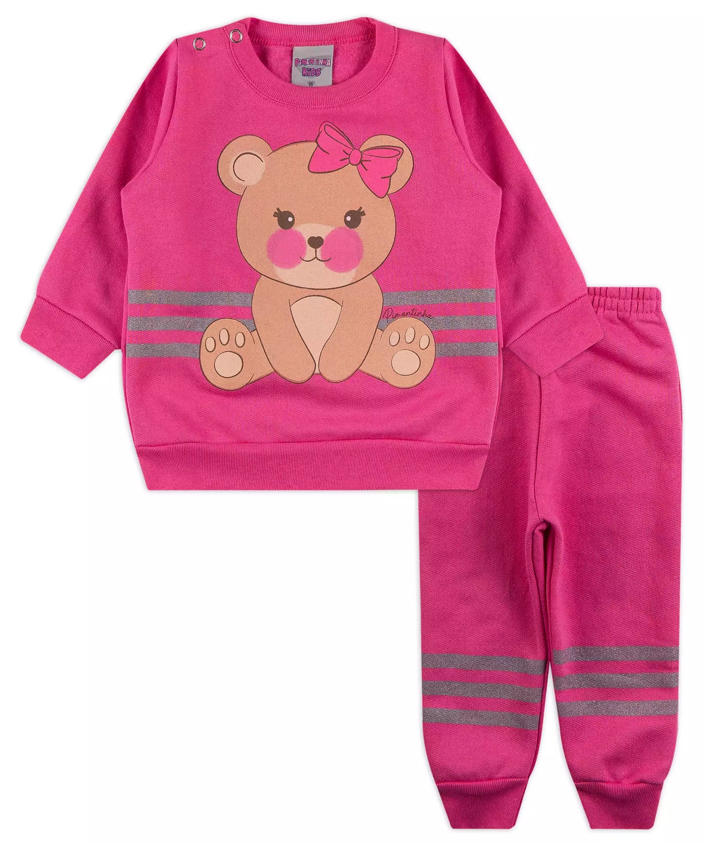 Conjunto de Frio para Bebê Menina Ursinho Rosa