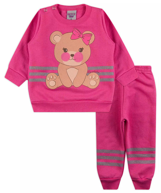 Conjunto de Frio para Bebê Menina Ursinho Rosa