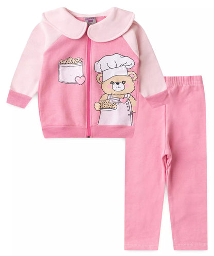 Conjunto de Frio para Bebê Menina no Ursinho Rosa
