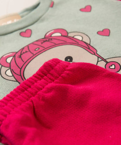 Conjunto de Frio para Bebê Menina Ursinho em Verde