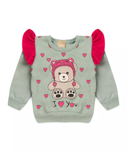 Conjunto de Frio para Bebê Menina Ursinho em Verde