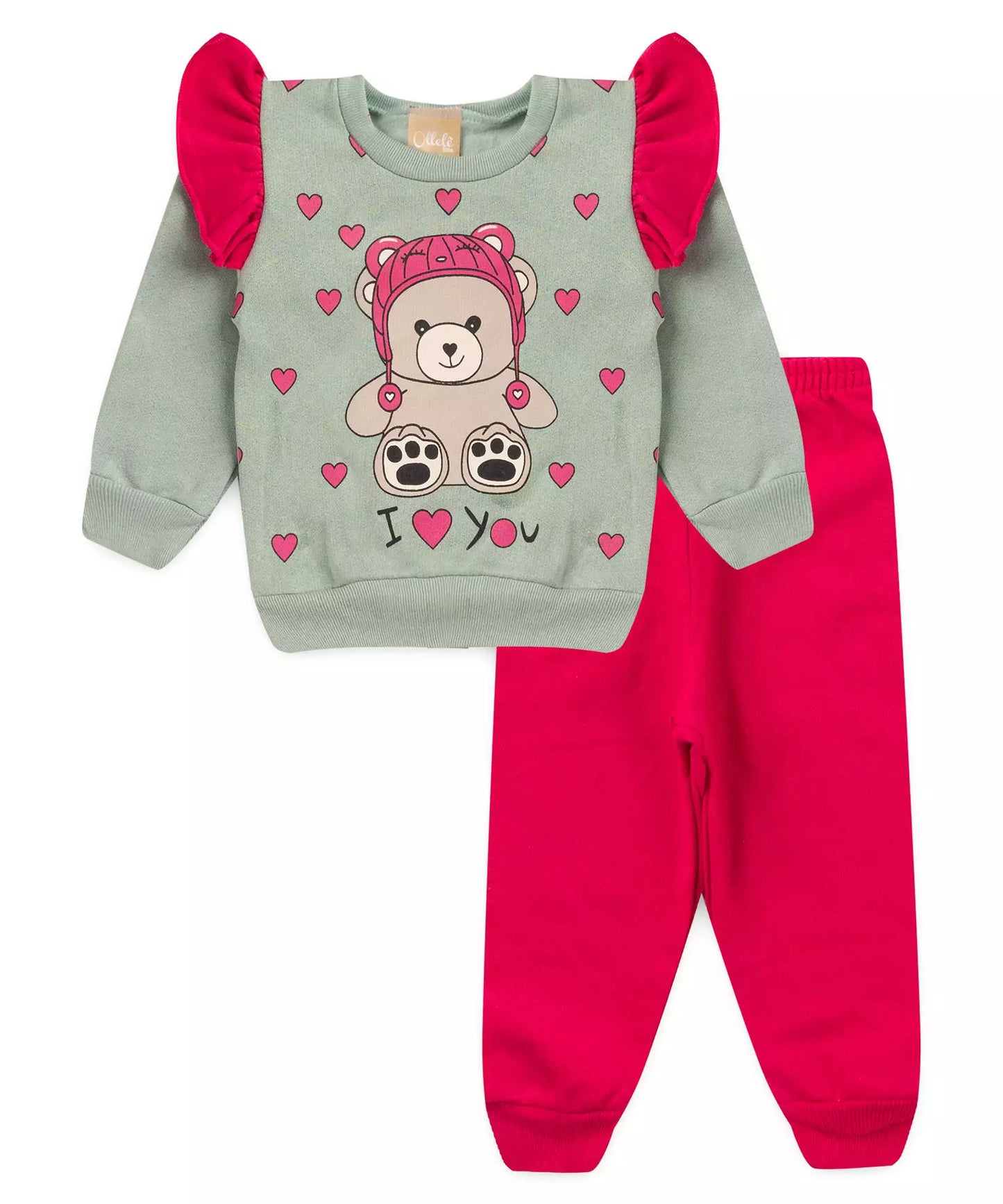 Conjunto de Frio para Bebê Menina Ursinho em Verde