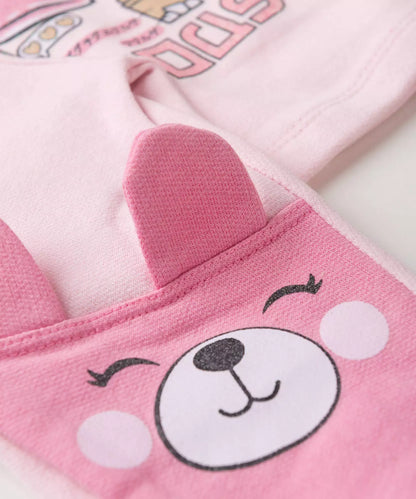 Conjunto de Frio para Bebê Menina Urso Rosa