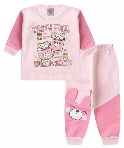 Conjunto de Frio para Bebê Menina Urso Rosa