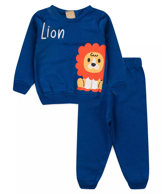 Conjunto de Frio para Bebê Menino Leãozinho Azul