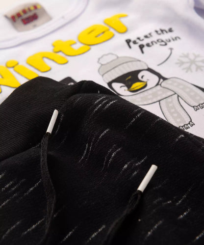 Conjunto de Frio para Bebê Menino Pinguim Branco