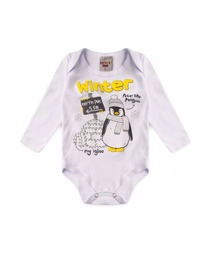 Conjunto de Frio para Bebê Menino Pinguim Branco