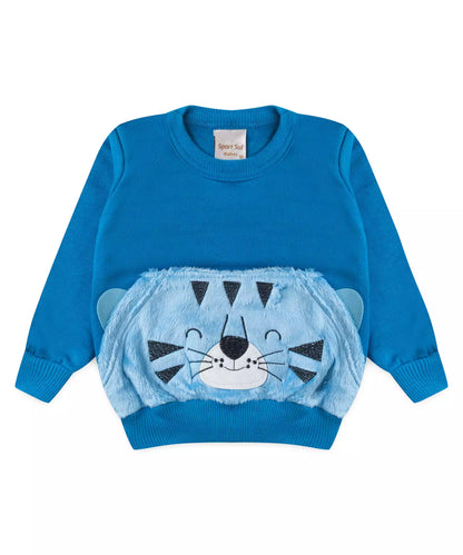 Conjunto de Frio para Bebê Menino Tigre Fofo Azul