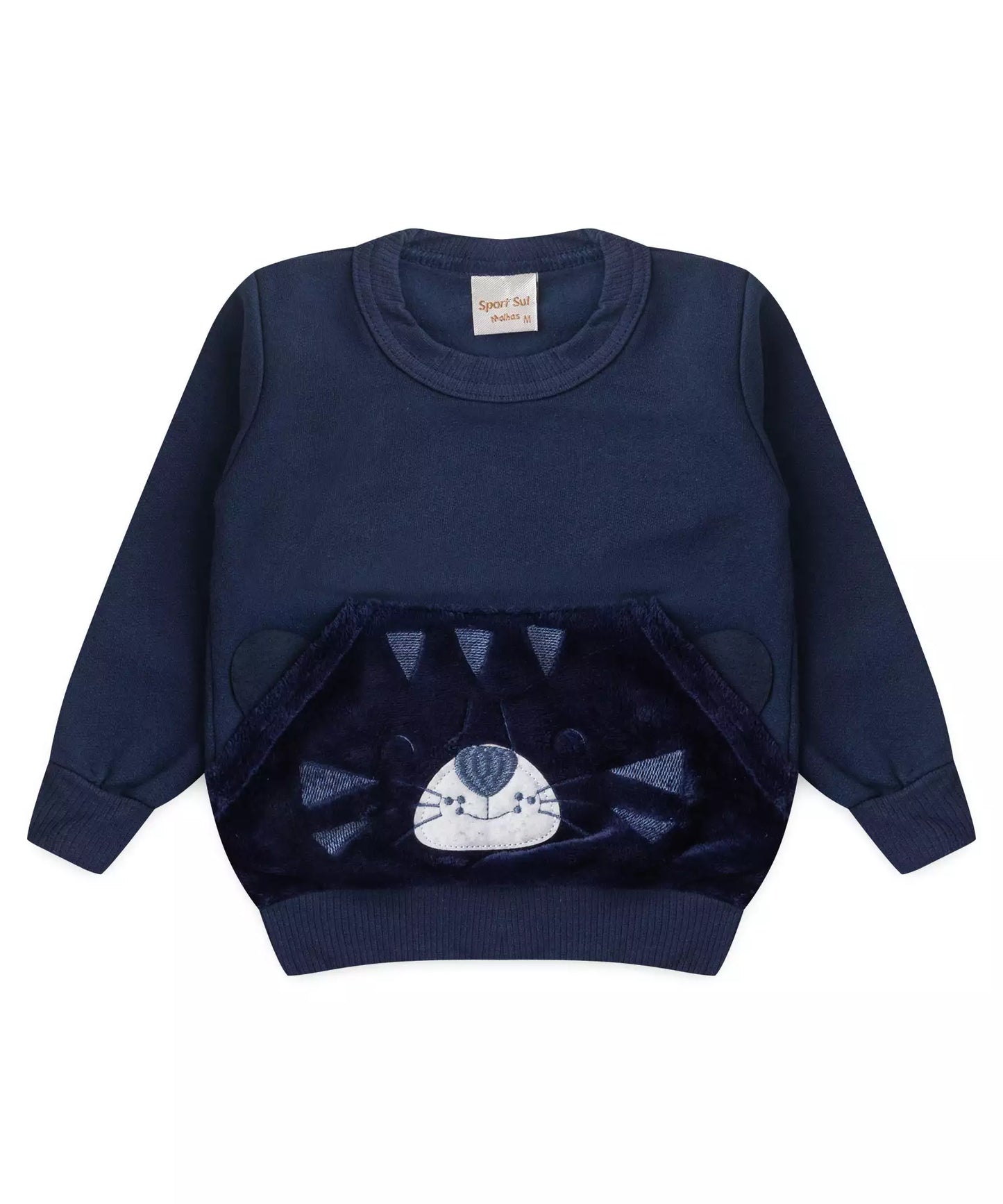 Conjunto de Frio para Bebê Menino Tigre Fofo Marinho