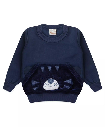 Conjunto de Frio para Bebê Menino Tigre Fofo Marinho