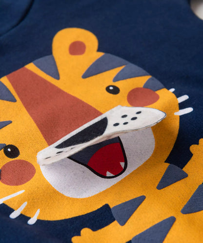 Conjunto de Frio para Bebê Menino Tigre no Marinho