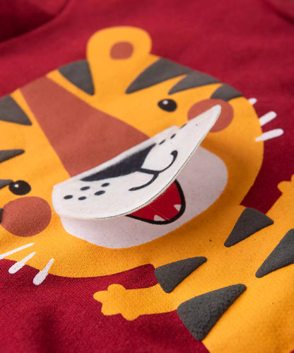 Conjunto de Frio para Bebê Menino Tigre Vermelho