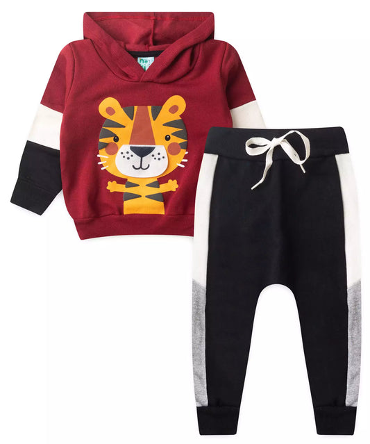Conjunto de Frio para Bebê Menino Tigre Vermelho