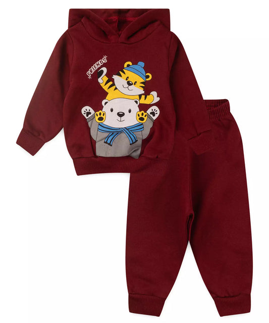Conjunto de Frio para Bebê Menino Ursinho Bordô
