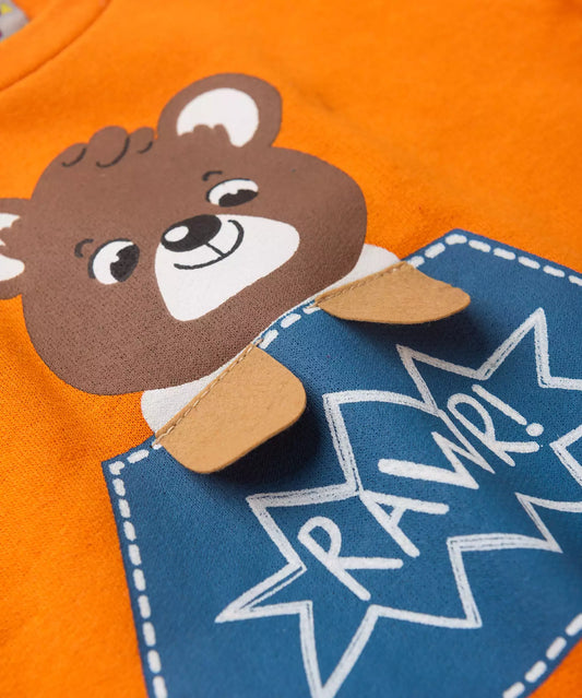 Conjunto de Frio para Bebê Menino Ursinho Laranja