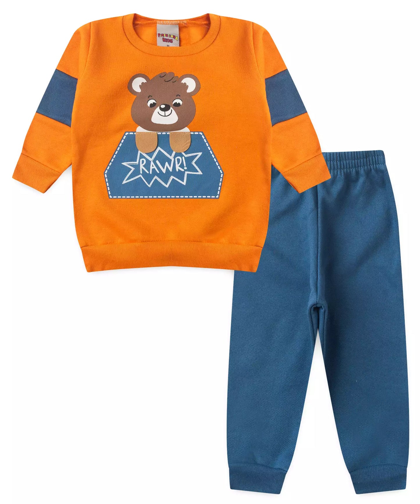 Conjunto de Frio para Bebê Menino Ursinho Laranja