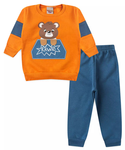 Conjunto de Frio para Bebê Menino Ursinho Laranja