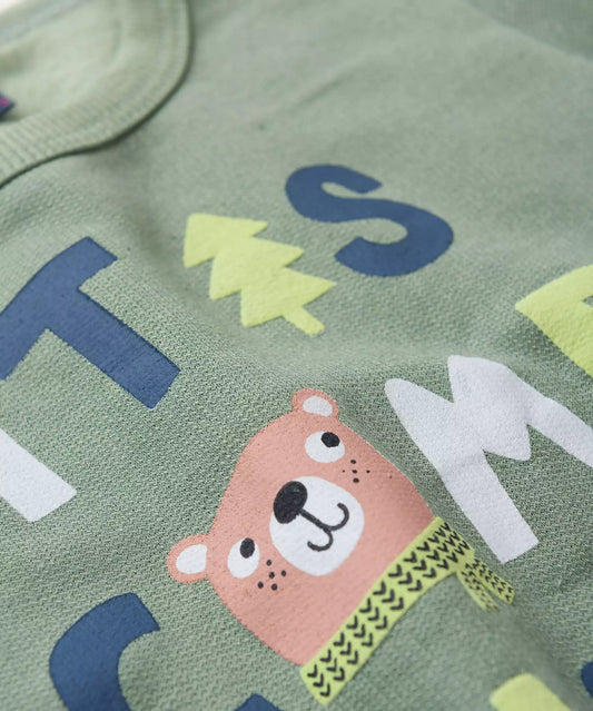 Conjunto de Frio para Bebê Menino Ursinho Verde