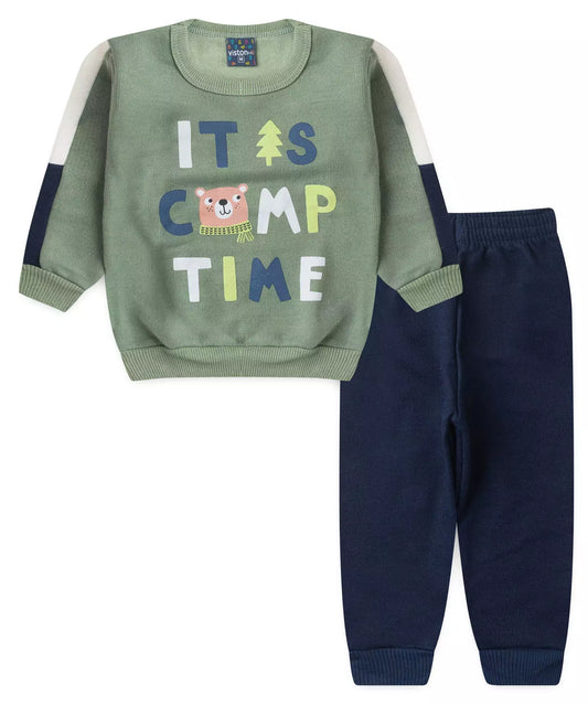 Conjunto de Frio para Bebê Menino Ursinho Verde