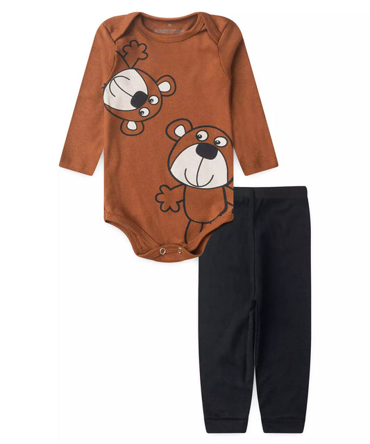Conjunto de Frio para Bebê Menino Ursinhos Marrom