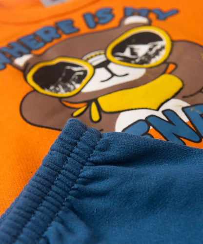 Conjunto de Frio para Bebê Menino Urso Aventureiro Laranja
