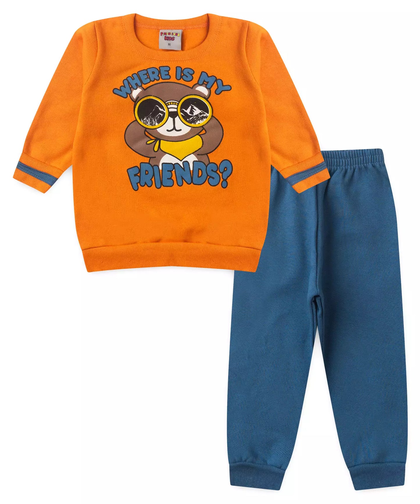 Conjunto de Frio para Bebê Menino Urso Aventureiro Laranja