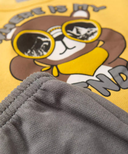 Conjunto de Frio para Bebê Menino Urso Aventureiro Marrom