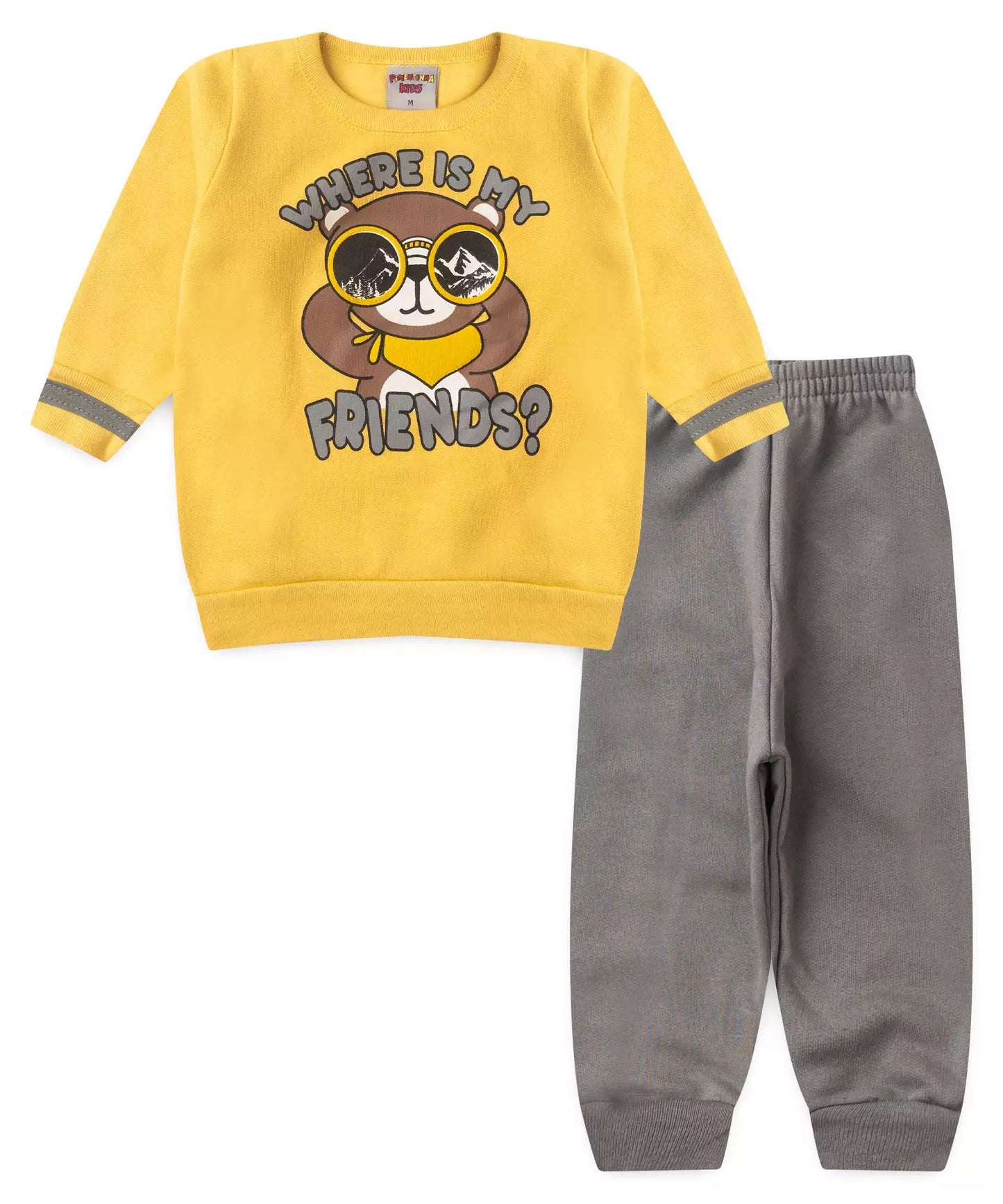 Conjunto de Frio para Bebê Menino Urso Aventureiro Marrom