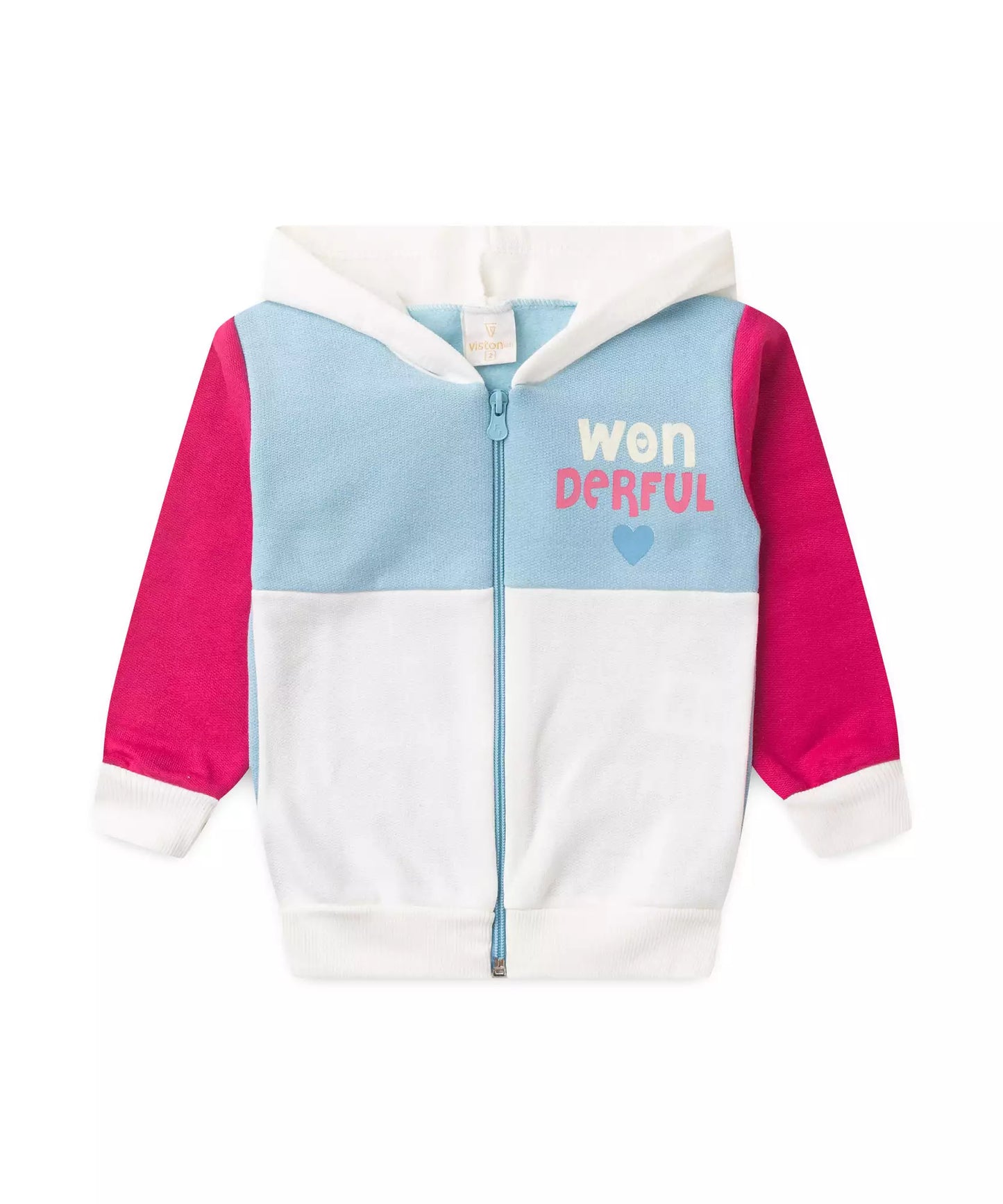 Conjunto de Frio para Menina Estampado com Capuz Azul