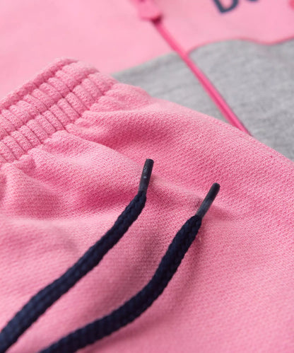 Conjunto de Frio para Menina Estampado com Capuz Rosa