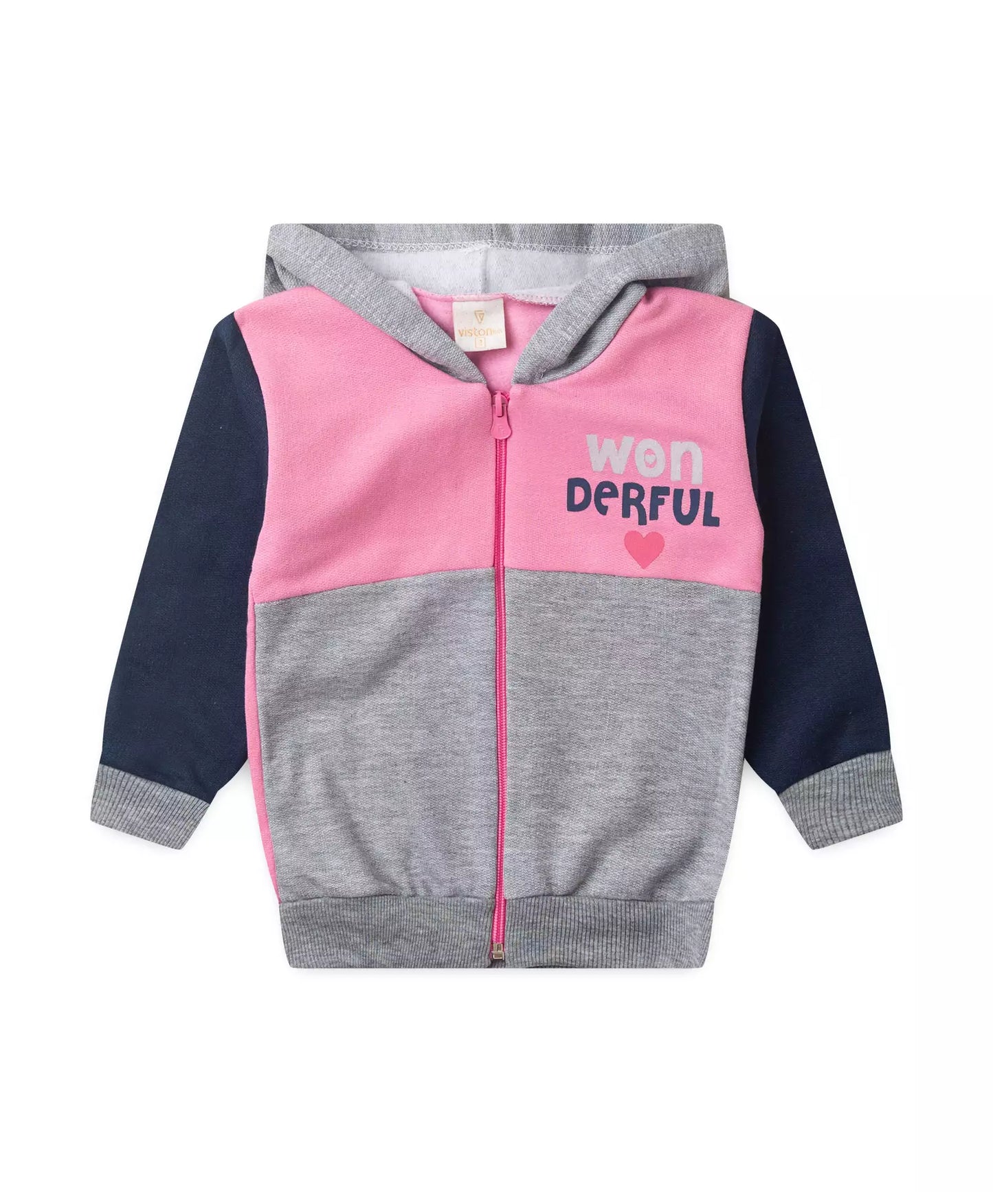 Conjunto de Frio para Menina Estampado com Capuz Rosa