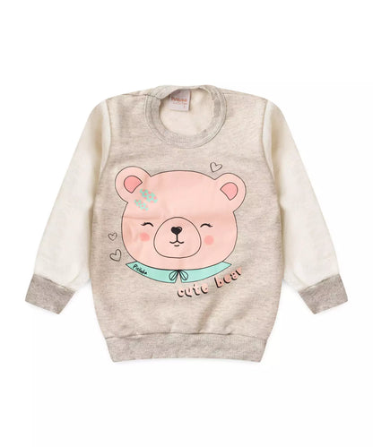 Conjunto de Frio para Menina Ursinho Carinhoso Mescla
