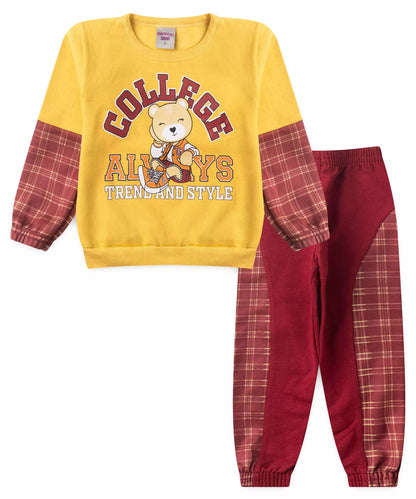 Conjunto de Frio para Menina Urso no Bege