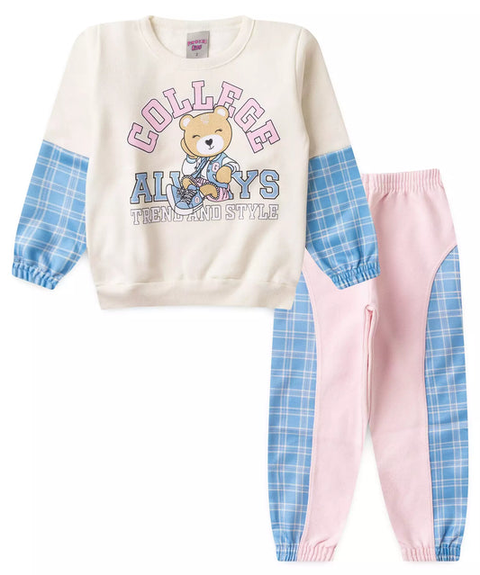Conjunto de Frio para Menina Urso Marfim