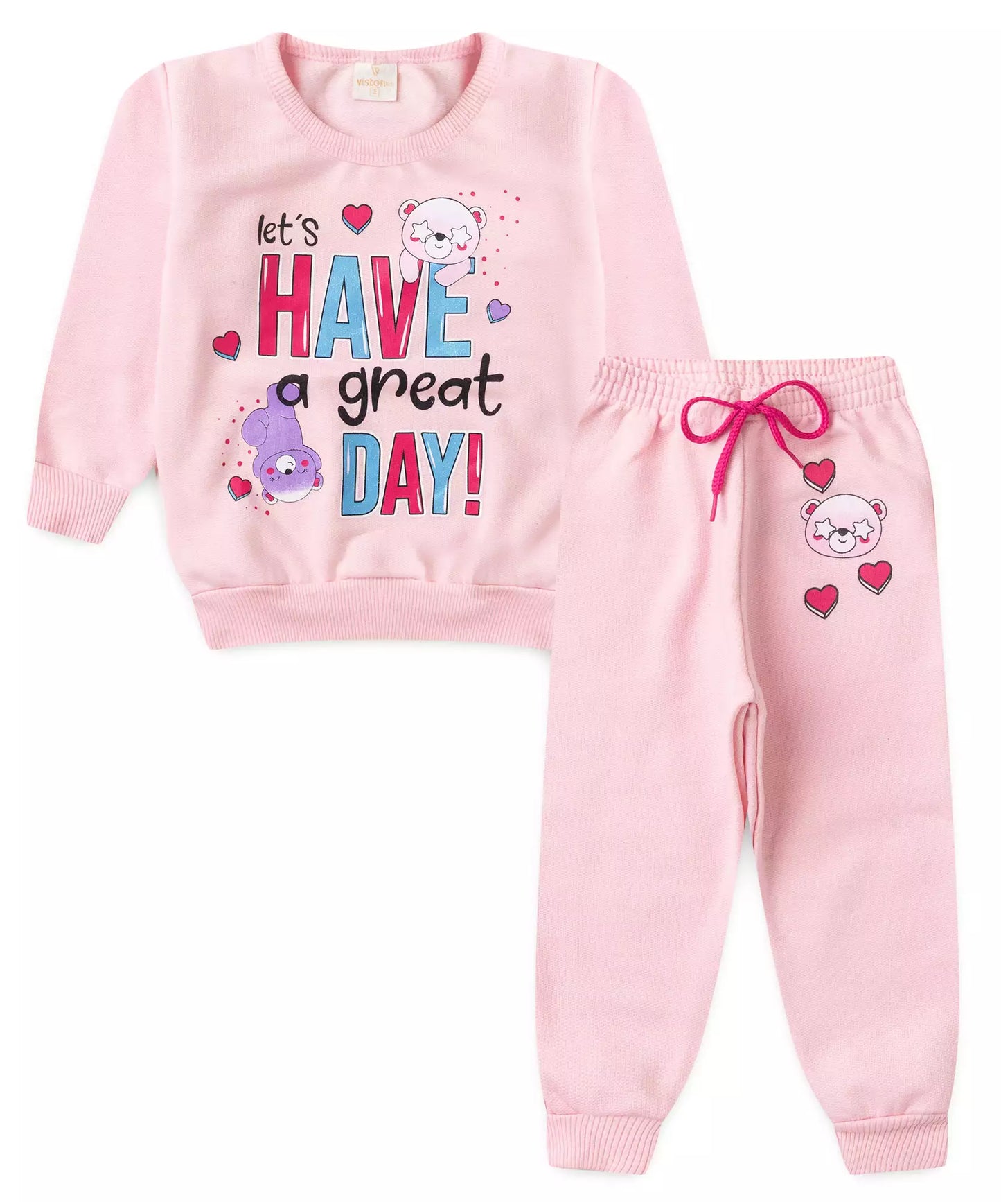 Conjunto de Frio para Menina Urso Rosa