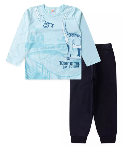 Conjunto de Frio para Menino Braquiossauro Azul