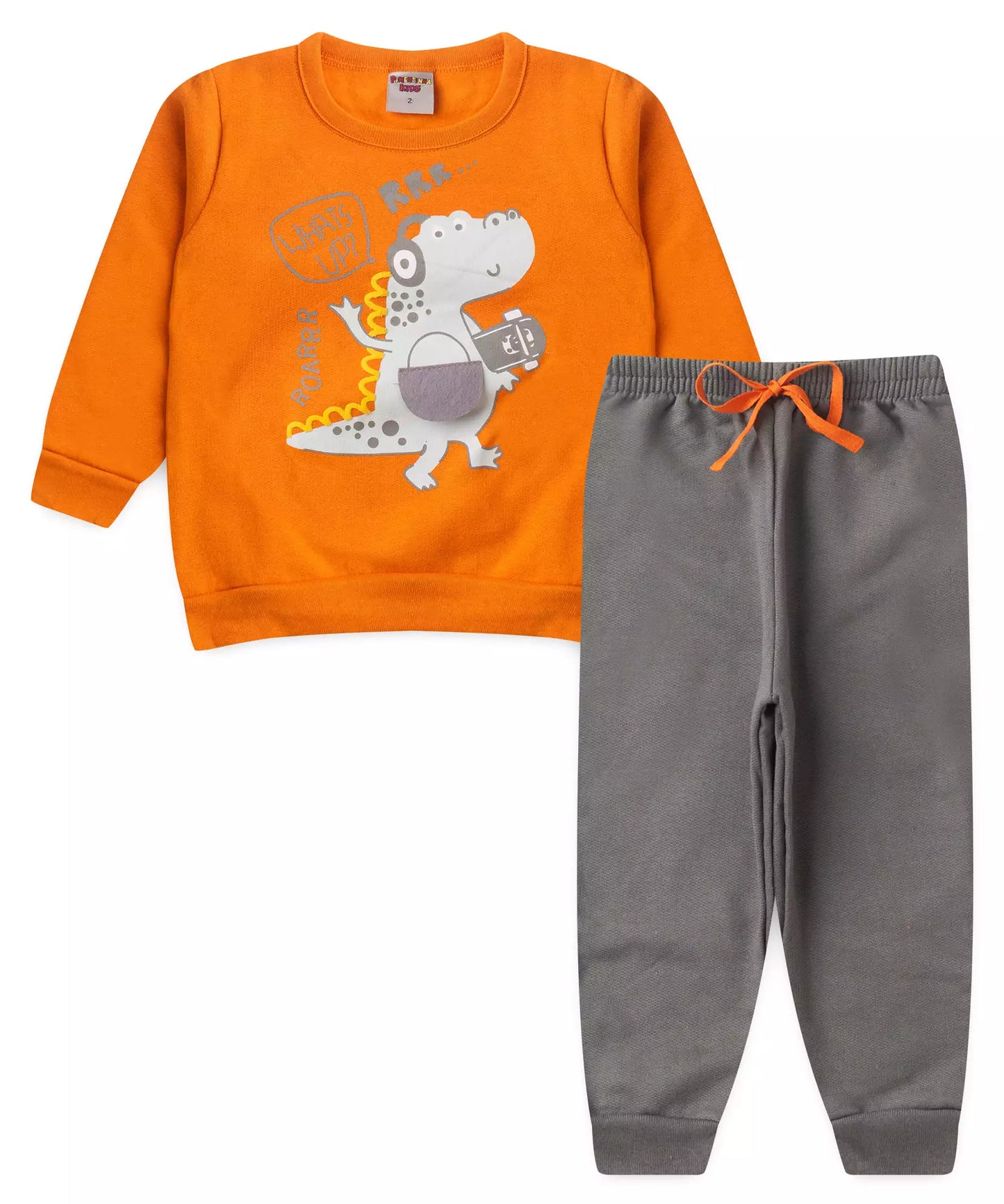 Conjunto de Frio para Menino Dino Laranja