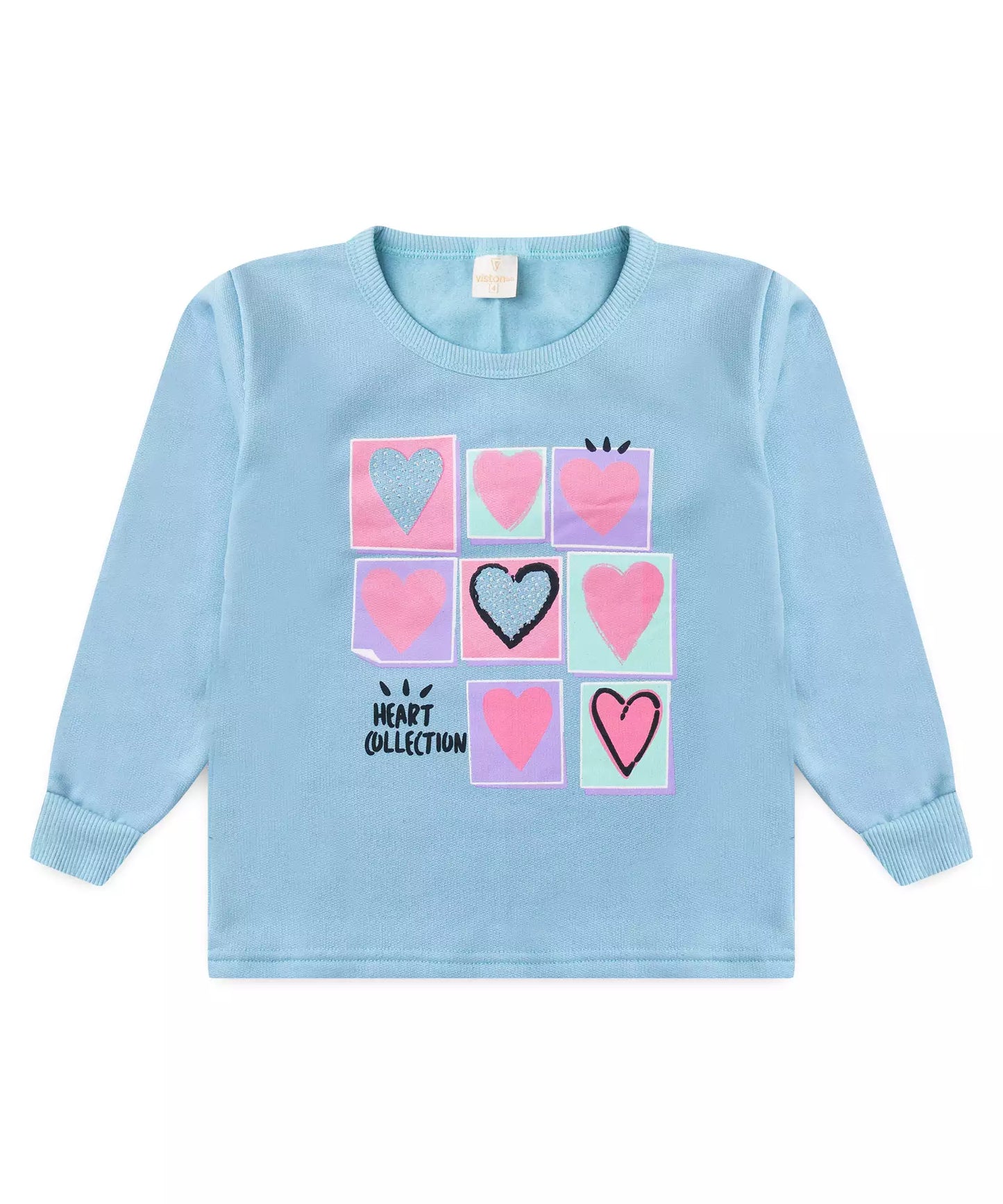 Conjunto de Inverno Infantil Feminino Coração Azul