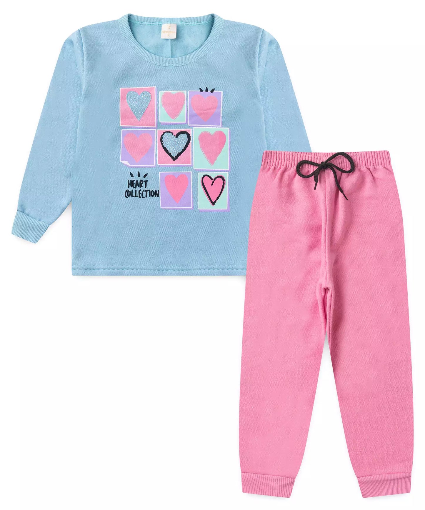 Conjunto de Inverno Infantil Feminino Coração Azul