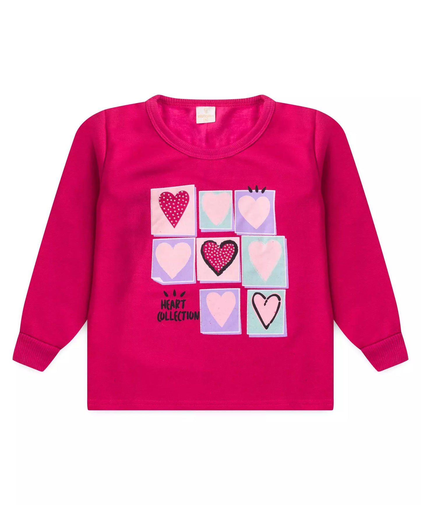 Conjunto de Inverno Infantil Feminino no Coração em Pink