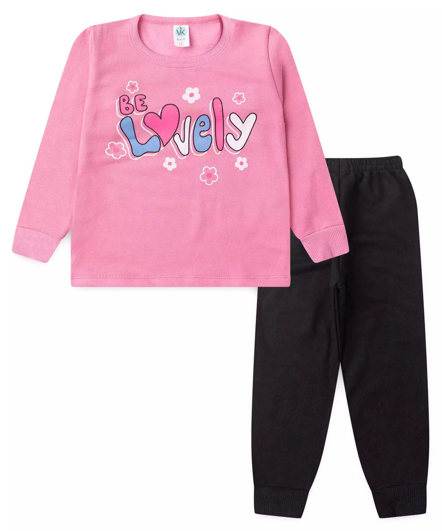 Conjunto de Inverno Infantil Feminino Florzinhas Pink