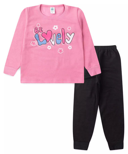 Conjunto de Inverno Infantil Feminino Florzinhas Pink