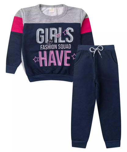Conjunto de Inverno Infantil Feminino Girls Marinho